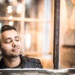 Portrait though a window pane for social media ideas